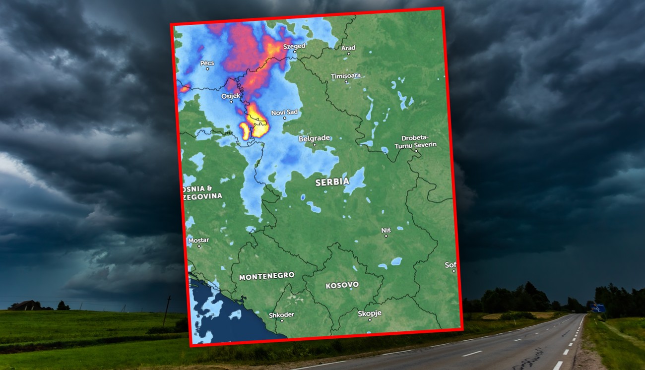 Starker Regen, heftiger Donner und stürmische Winde während der nächsten Stunde