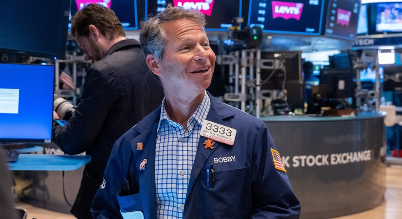 Traders work on the floor of the New York Stock Exchange.Spencer Platt/Getty Images