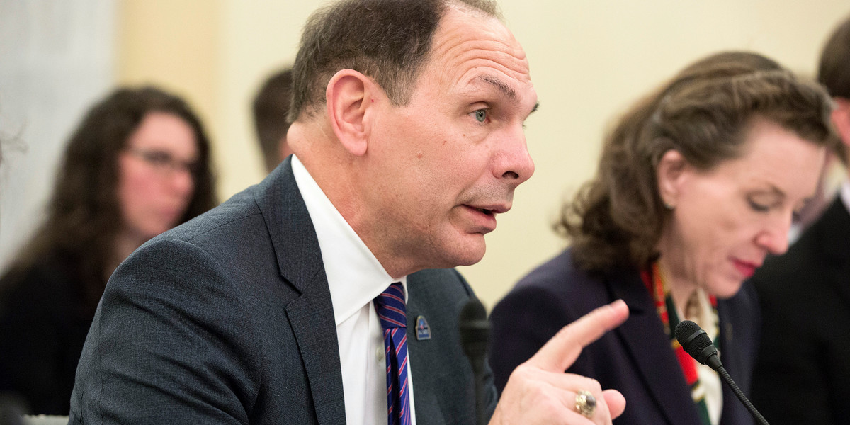 Veterans Affairs (VA) Secretary Robert McDonald testifies before a Senate Veterans' Affairs hearing on "FY2016 Budget for Veterans' Programs and FY2017 Advance Appropriations Request" at the U.S. Capitol in Washington.