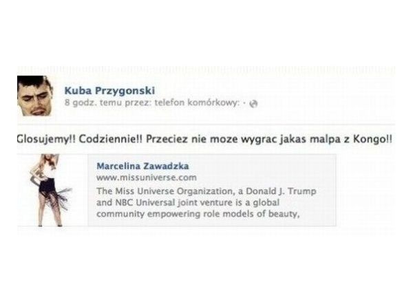 Taki wpis widniał na profilu Jakuba Przygońskiego