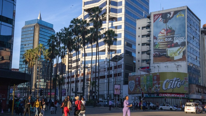 Commercial office buildings in the central business district of Harare, Zimbabwe, on Monday, Feb. 12, 2024. [Photo: Cynthia R Matonhodze/Bloomberg via Getty Images]