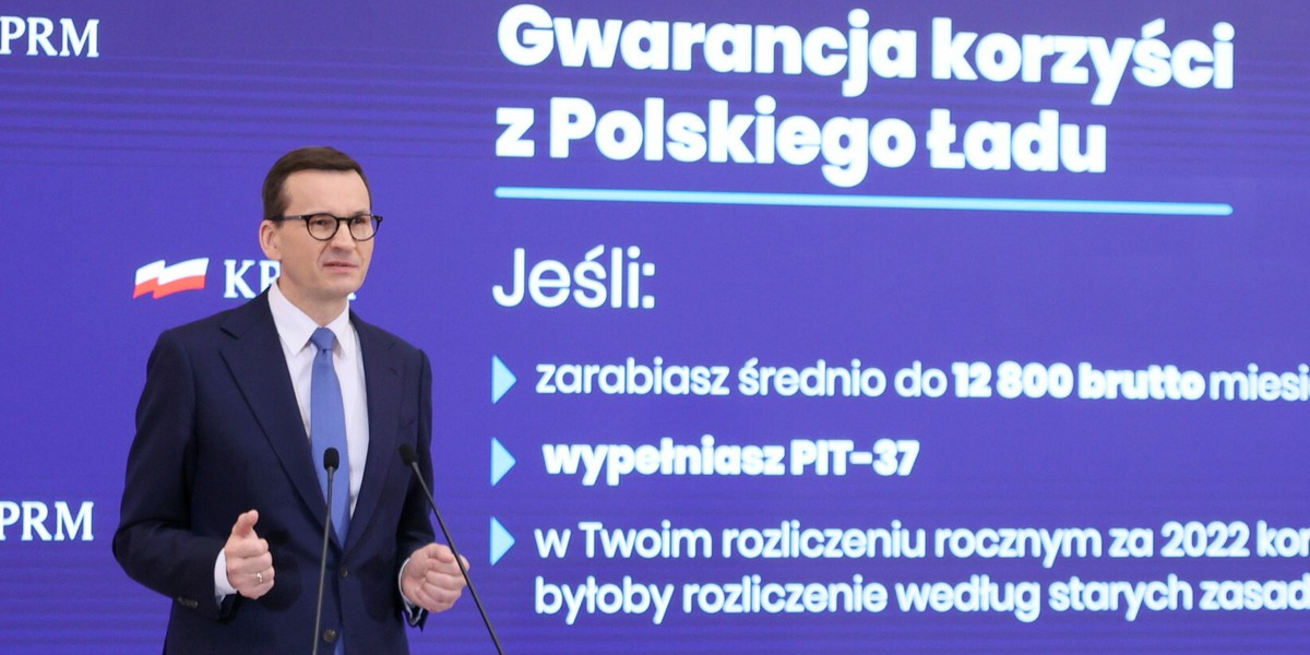 W styczniu 2022 r. premier Morawiecki zapewniał podczas konferencji prasowej, że Polski Ład to "gwarancja korzyści".