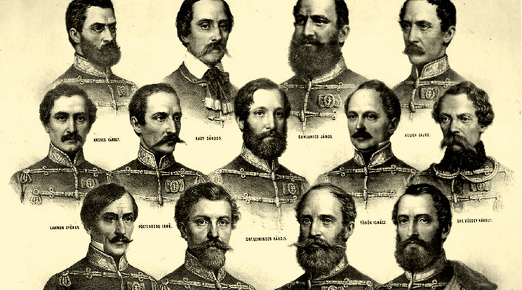 Knezić Károly, Nagysándor József, Damjanich János, Aulich Lajos, Lahner György, Poeltenberg Ernő, Leiningen-Westerburg Károly, Török Ignác, Vécsey Károly, Kiss Ernő, Schweidel József, Dessewffy Arisztid, Lázár Vilmos