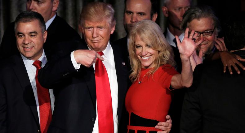 President Donald Trump and Kellyanne Conway in November 2016.