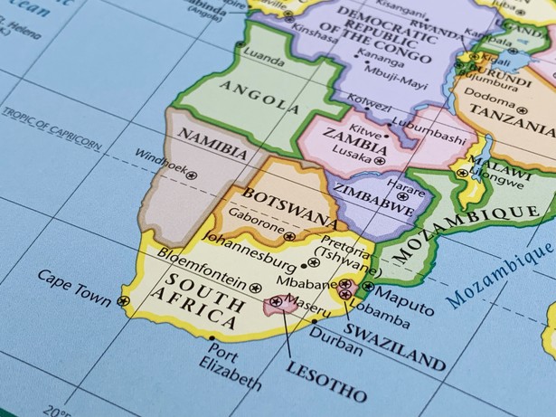 Afryka, Afryka południowa, mapa, Angola, RPA