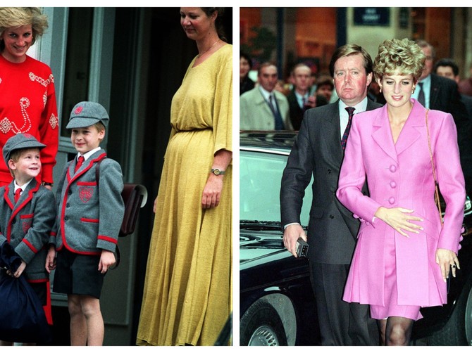 Prinčevi Hari i Vilijam sa majkom Dajanom i dadiljom 1987. u Londonu : Ken Varf sa Dajanom 1992. u Parizu