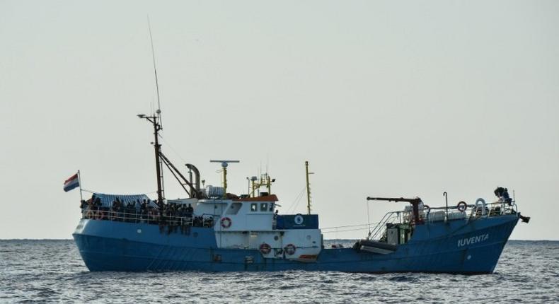 A rescue ship run by Jugend Rettet sails off the Libyan coast during a rescue mission in the Mediterranean sea, on November 4, 2016