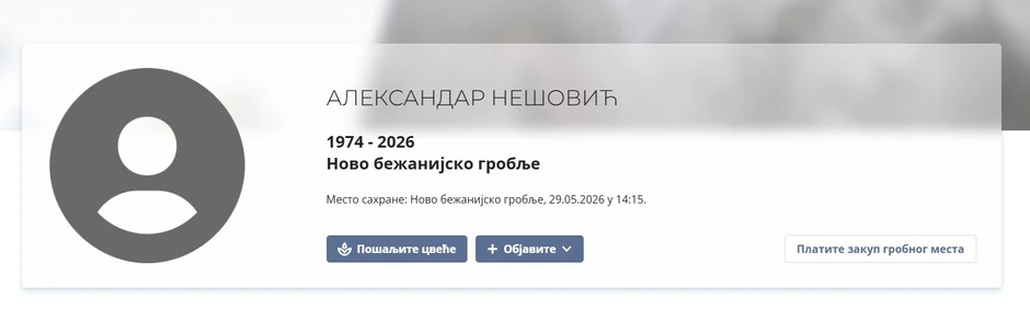 Sahrana Aleksandra Nešovića na Bežanijskom groblju