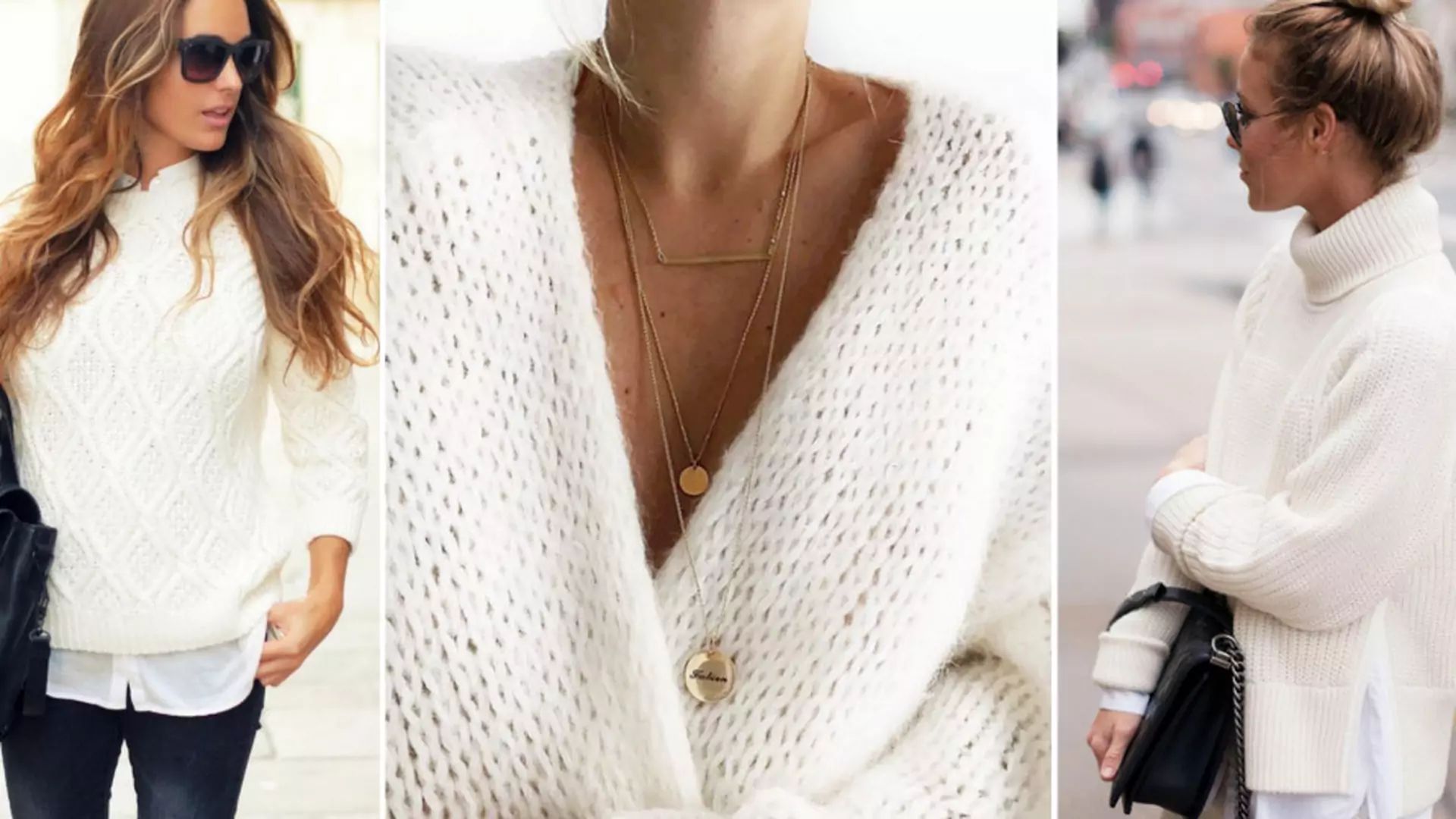 Biały sweter - stylizacje, które zawładnęły ulicami (25 zdjęć)