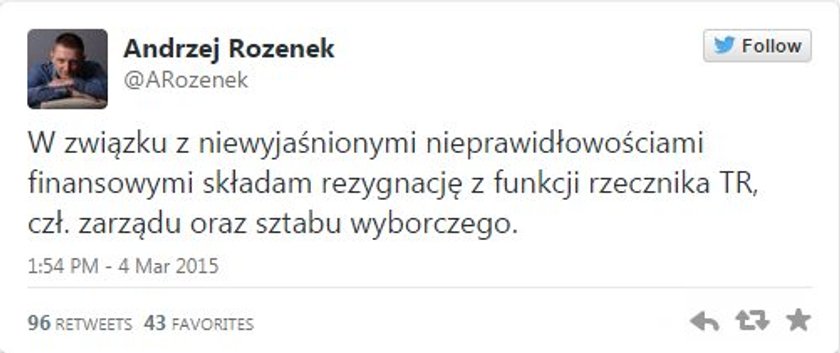 Andrzej Rozenek odszedł od Palikota! "Nieprawidłowości finansowe"