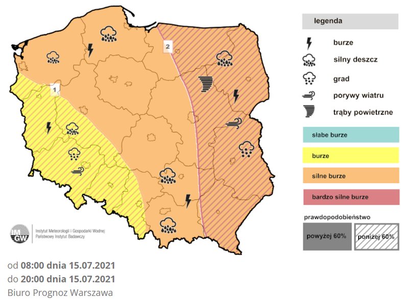 Burzowy czwartek w Polsce