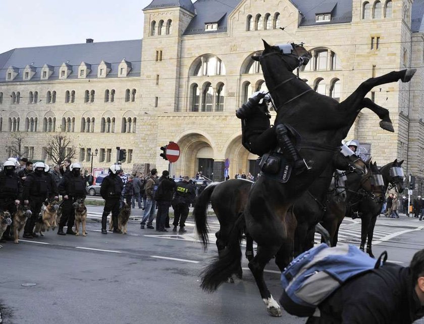 Koń poniósł policjanta