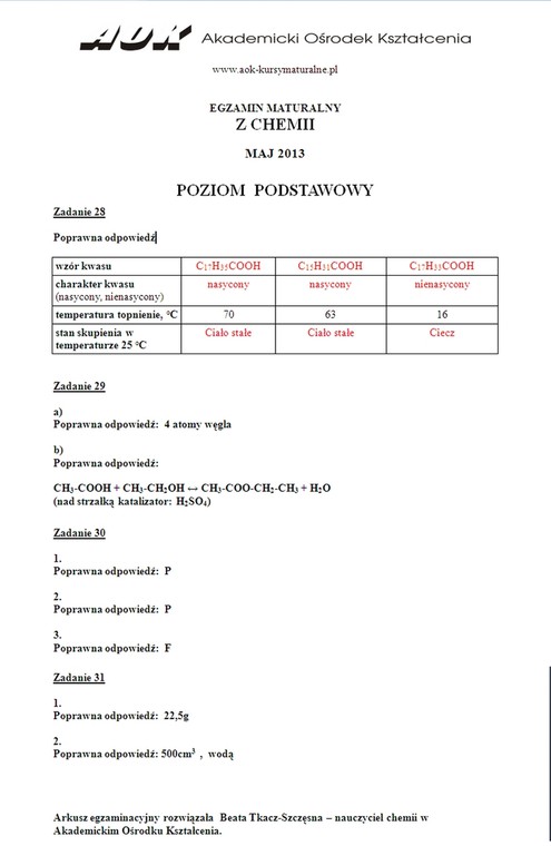 Chemia poziom podstawowy 28-31