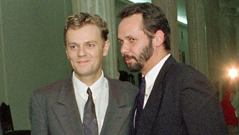 Andrzej Zarębski i Donald Tusk w Sejmie w listopadzie 1992 r.