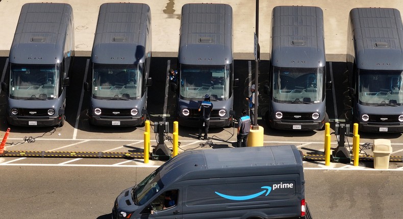 A mechanic got trapped under an Amazon delivery van at a distribution center in Florida, police said.Justin Sullivan/Getty Images