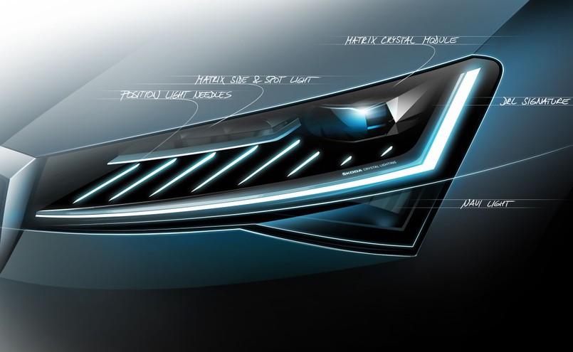 Nowa Skoda Superb to reflektory Full LED matrix, animacja Coming/Leaving Home oraz przeprojektowane światła przeciwmgielne w technologii LED i w pełni ledowe tylne światła