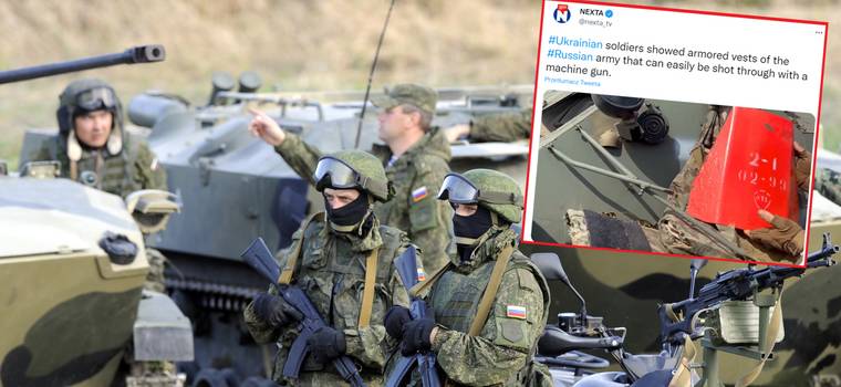 Żołnierze pokazują rosyjskie kamizelki kuloodporne. Ukraińcy nie wierzą własnym oczom