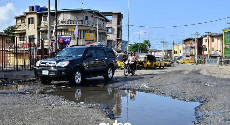 A bad road section in Lagos