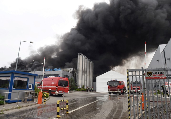 Pożar fabryki w Łodzi
