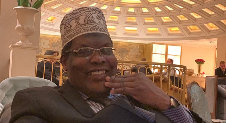 A past photo of lawyer Miguna Miguna in a restaurant