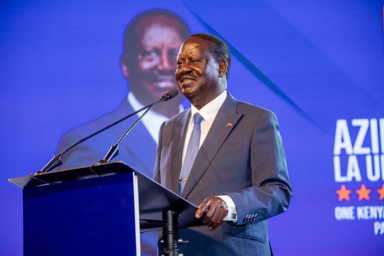 Azimio la Umoja One Kenya Alliance presidential candidate Raila Odinga launched his manifesto in a ceremony held at Nyayo Stadium.