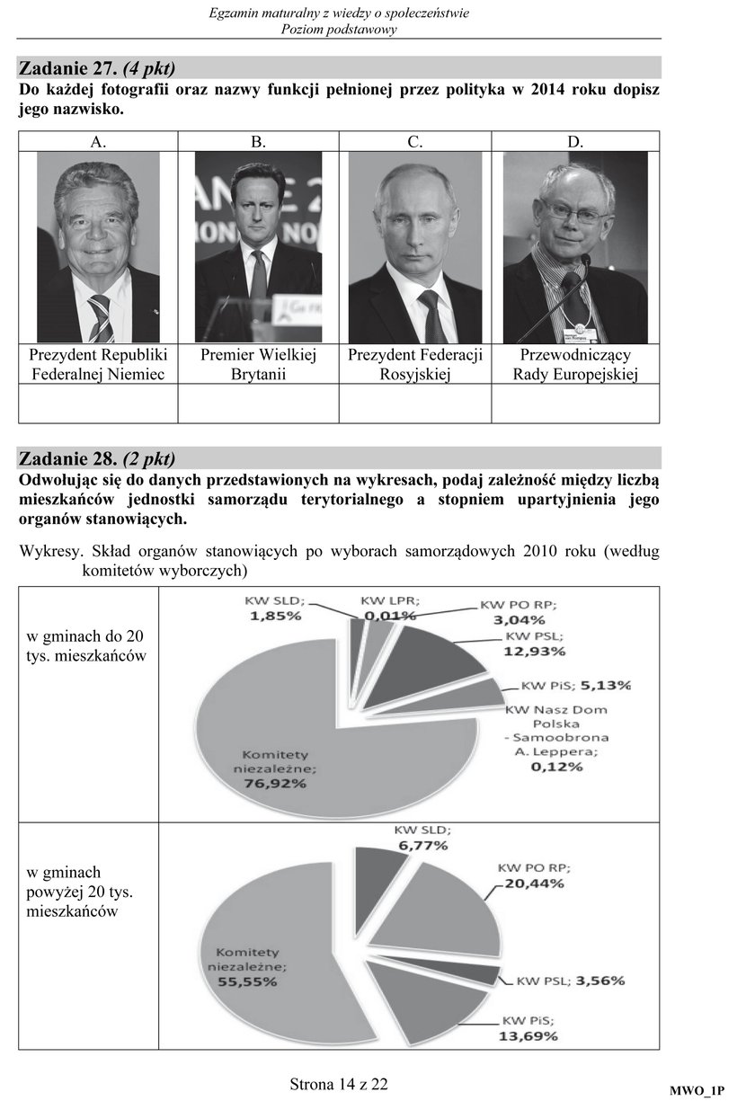 Matura z WOS arkusze i odpowiedzi