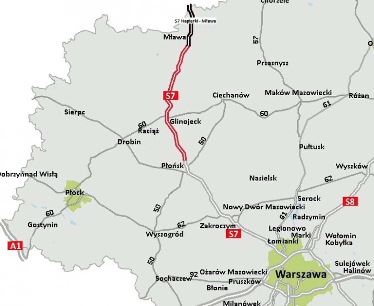S7 Napierki - Mława, źródło: GDDKiA