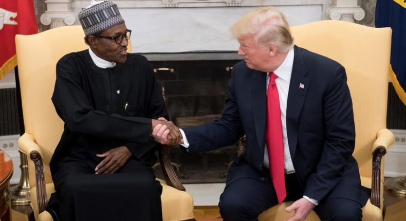 Nigerian President Muhammadu Buhari and US President Donald Trump meet at the White House on Monday, April 30, 2018.