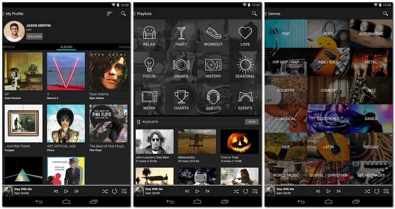 Aplikacja Tidal wyglądem do złudzenia przypomina Spotify