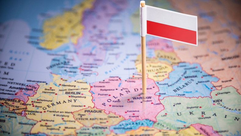 Polska, mapa, flaga, Europa