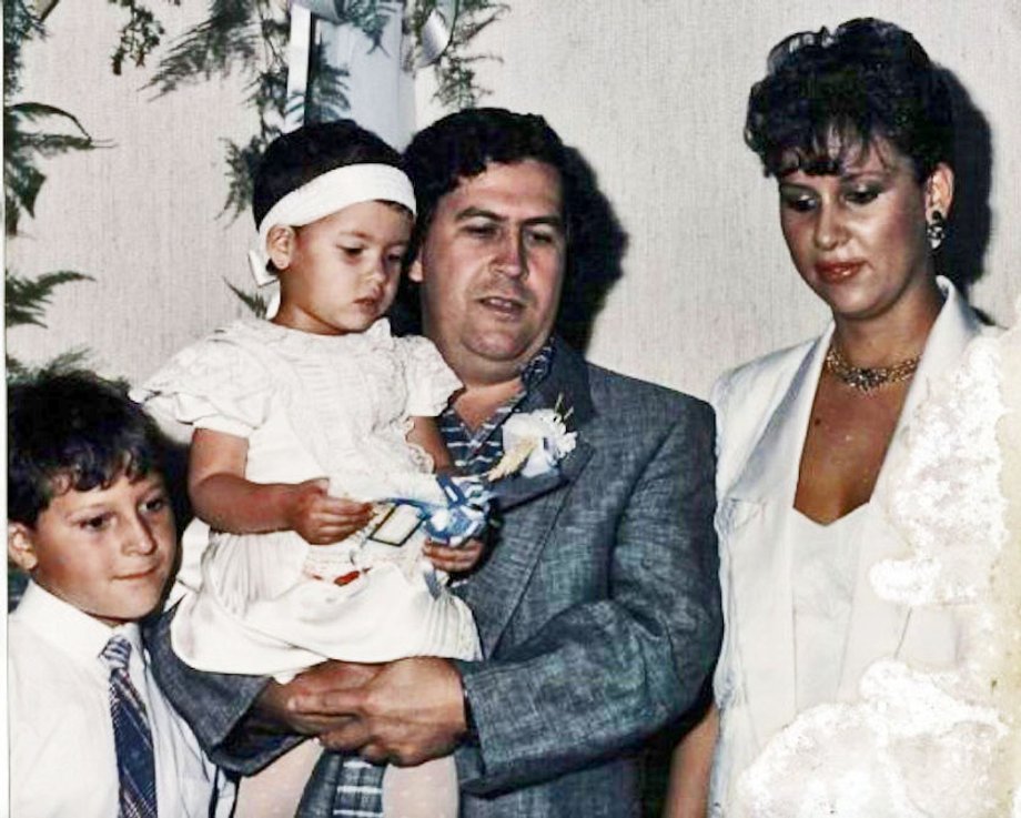 Pablo Escobar with his wife Maria Victoria, son Juan Pablo, and daughter Manuela.