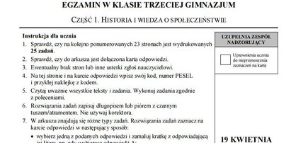 Egzamin gimnazjalny 2017: Historia i WOS - arkusze i odpowiedzi