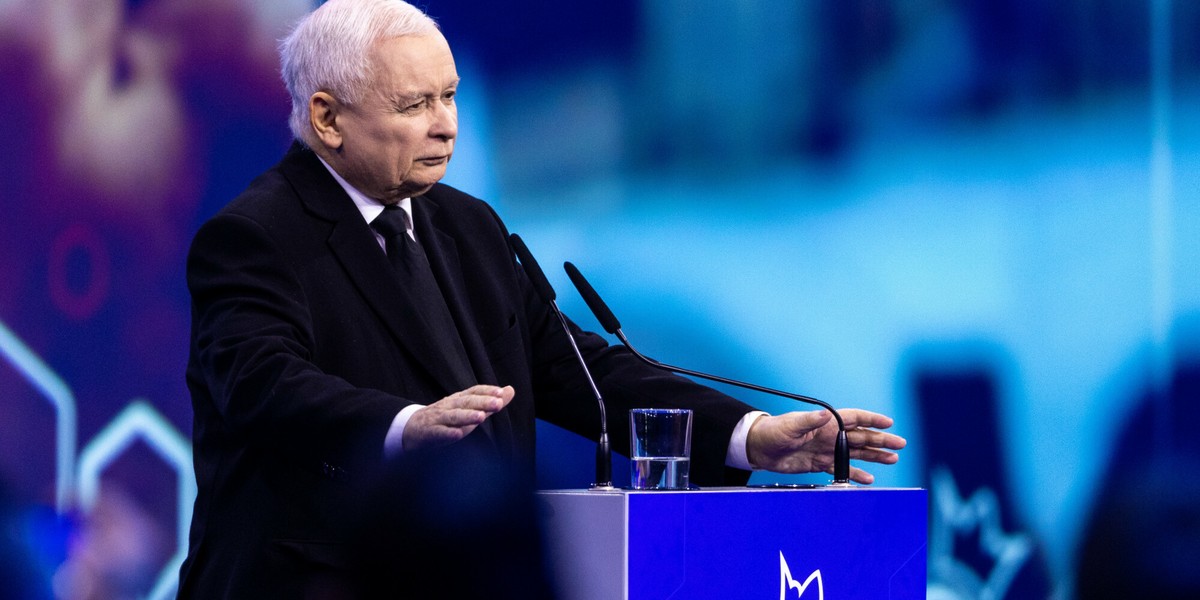 Jarosław Kaczyński podczas konwencji PiS