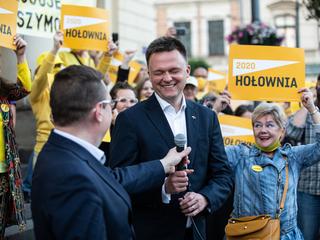 Szymon Hołownia na wiecu w trakcie kampanii prezydenckiej, Lublin, 6 czerwca 2020. 