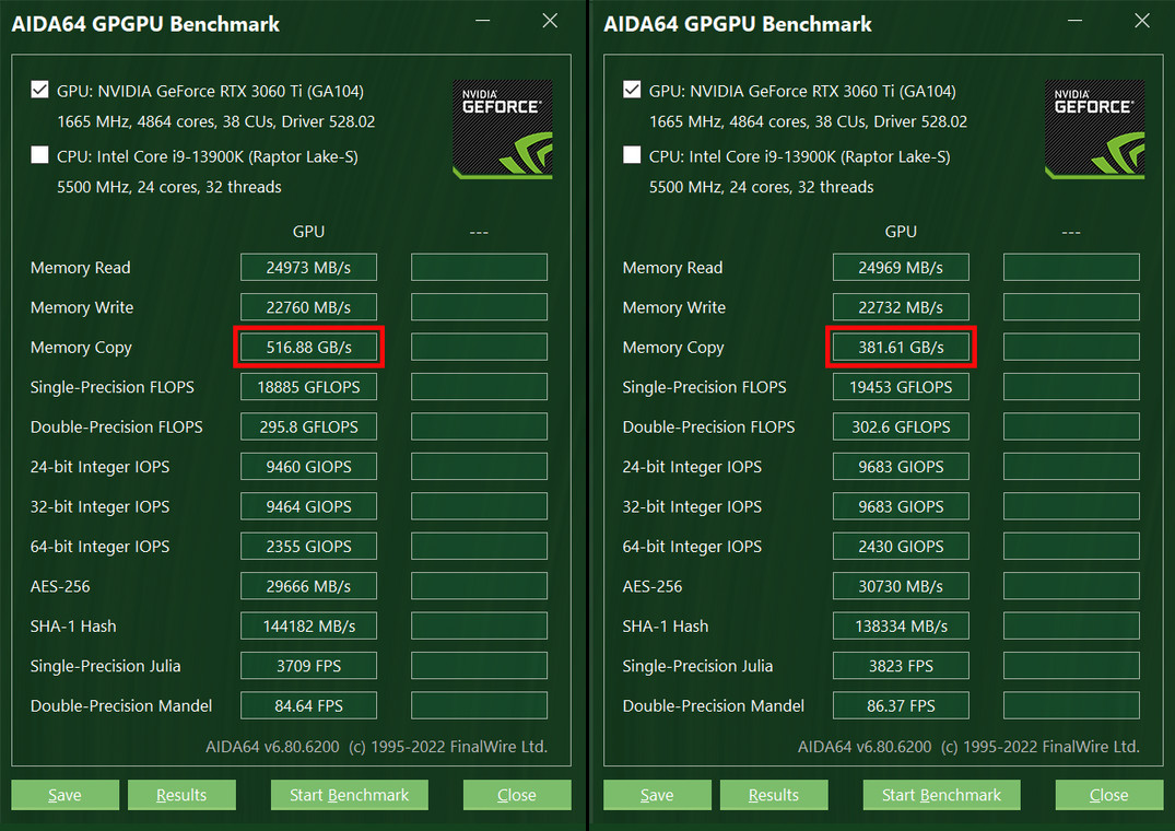 Nvidia GeForce RTX 3060 Ti (GDDR6X) vs RTX 3060 Ti (GDDR6) – różnica szybkości pamięci VRAM