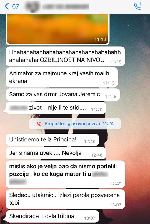 Poruke koje je dobila Jovana Jeremić