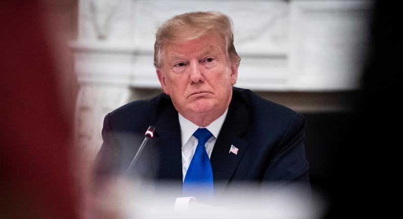 WASHINGTON, DC - MARCH 7 : President Donald J. Trump participates in an American Workforce Policy Advisory Board Meeting in the State Dining Room at the White House on Wednesday, March 06, 2019 in Washington, DC. (Photo by Jabin Botsford/The Washington Post via Getty Images)