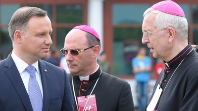 Prezydent Andrzej Duda, prymas Polski abp Wojciech Polak oraz abp Stanisław Gądecki