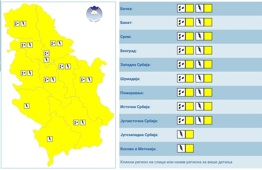 Meteoalarm za petak