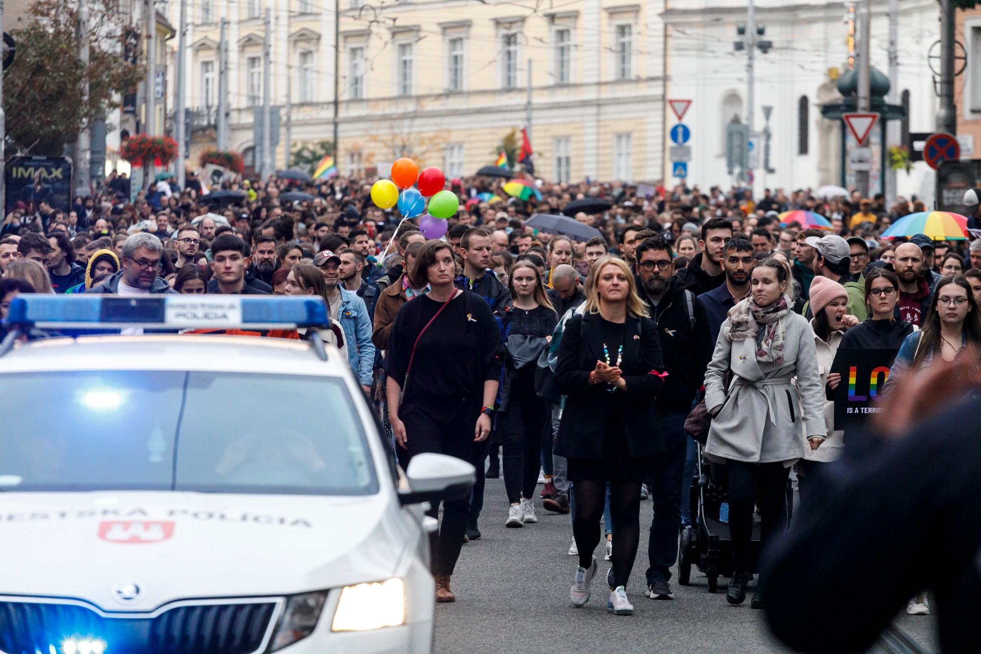 Pochod za odsúdenie nenávisti voči LGBTI komunite v Bratislave 14. októbra 2022.