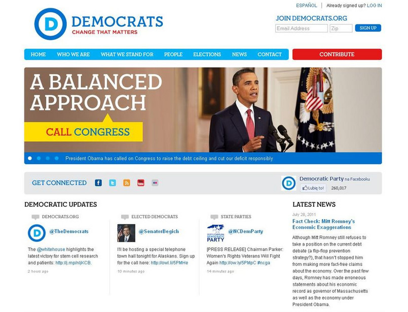Strona internetowa amerykańskiej Partii Demokratycznej