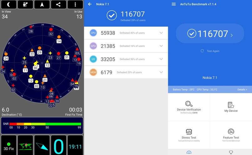 Nokia 7.1 - GPS, AnTuTu Benchmark