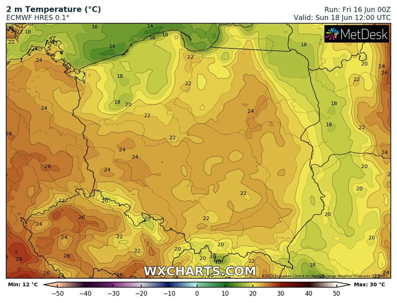 Temperatura nie przekroczy 25 st. C