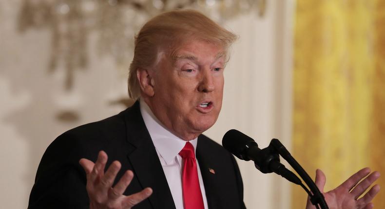 U.S. President Donald Trump holds a news conference at the White House in Washington, U.S., February 16, 2017.