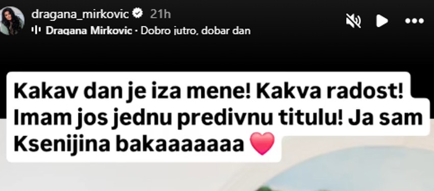 Dragana Mirković, objava