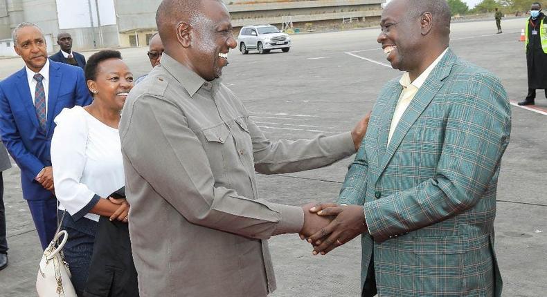 DP Rigathi Gachagua seeing off President William Ruto at JKIA