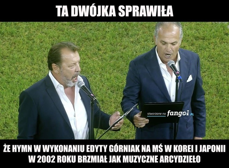 Mecz Polska-Albania. Tenorzy śpiewają hymn