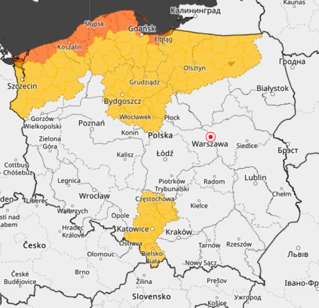 Prognoza ostrzeżeń przed silnym wiatrem