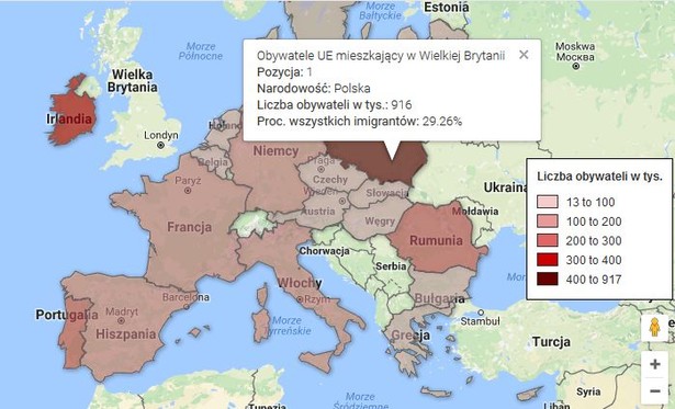 Brytyjska mapa imigrantów. Los tych ludzi zależy od negocjacji ws. Brexitu