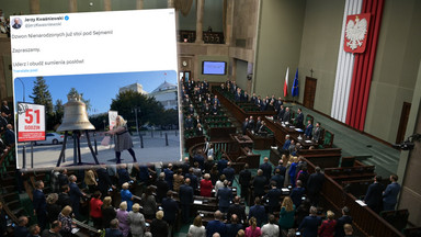Przed Sejmem stanął wielki dzwon. "Uderz i obudź sumienia posłów!" [WIDEO]